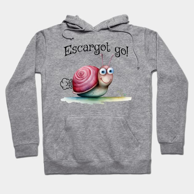 Escargot go! Fun zippy snail pun design Hoodie by Luxinda